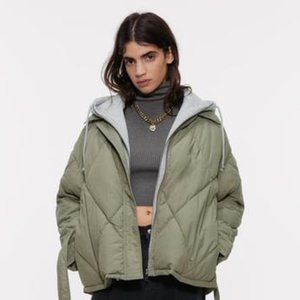 Zara Contrast Puffer Jacket